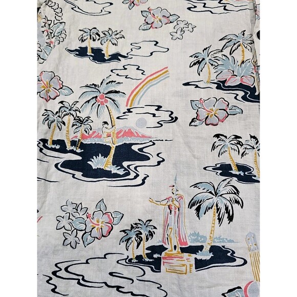 Mens L Aloha Shirt VatPave Button up Hawaiian Island Print Short Sleeve Beach - Picture 7 of 13